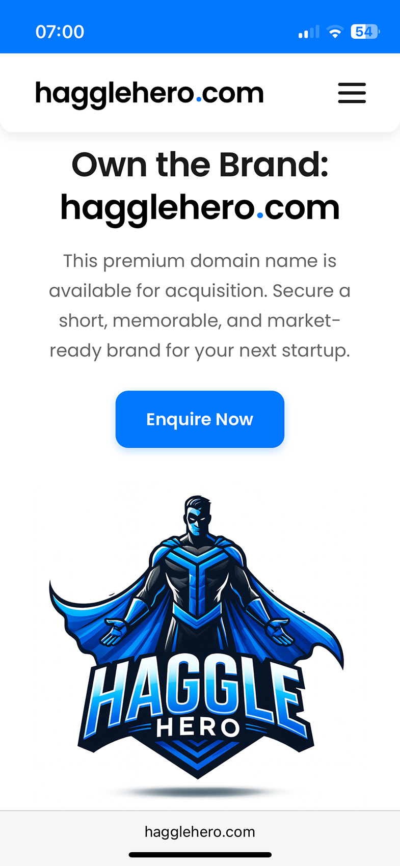 HaggleHero.com homepage shown on a mobile phone